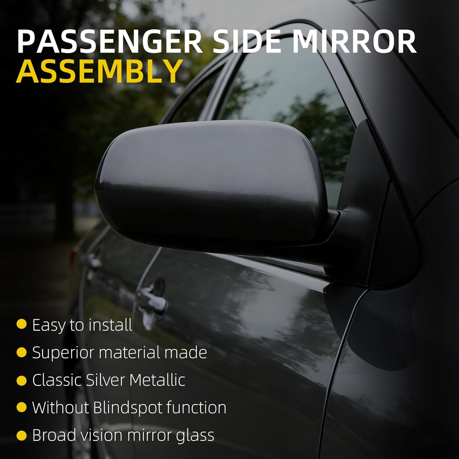 Dasbecan Passenger Side Mirror Compatible With 2009-2013 Toyota Corolla With Power Glass Heated Manual Folding Right Door Mirror Gray Replace#8790802B01 TO1321247(5Pins）