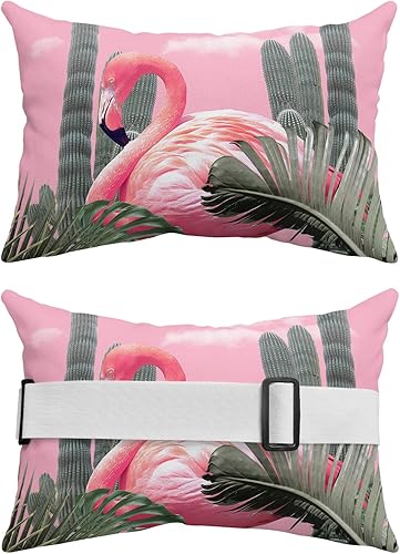 Miniatura 2 de Almohada reclinable para la cabeza con inserto, almohada lumbar colorida de flamenco con correa ajustable, almohadas de patio impermeables para