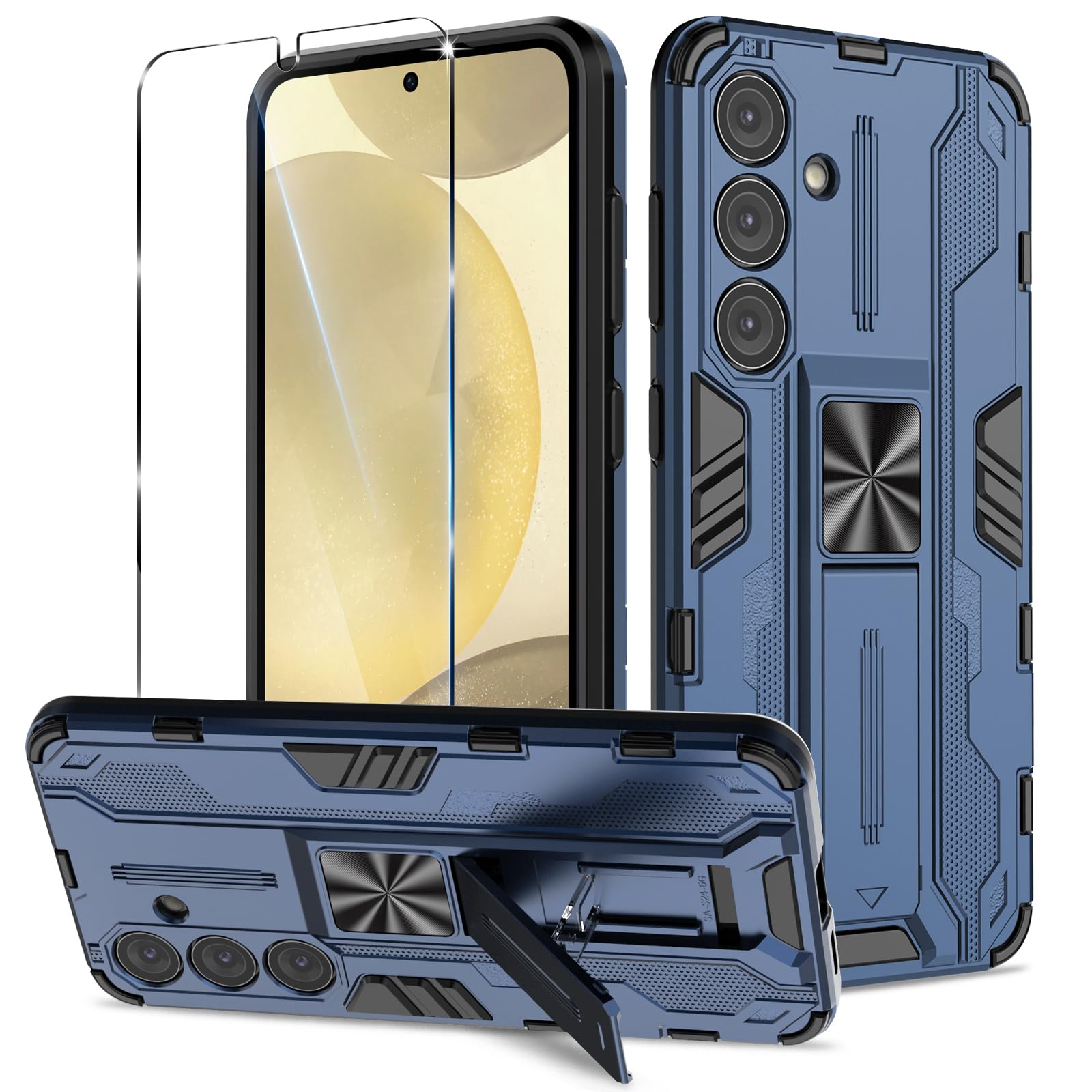 Funda para Samsung Galaxy A13 4G con Cristal Templado Protector Pantalla, Carcasa Antigolpes con Soporte anular metálico, Case Protectora de Grado Militar, Negro — view 64