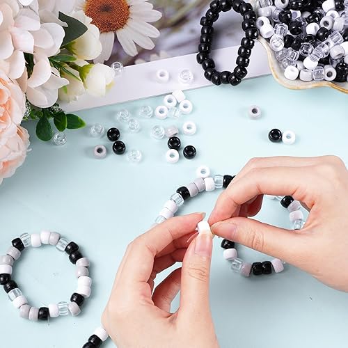 Miniatura 7 de 1000 cuentas de poni de Halloween, cuentas redondas opacas de plástico para decoración del hogar, collares, pulseras, aretes, manualidades (negro,