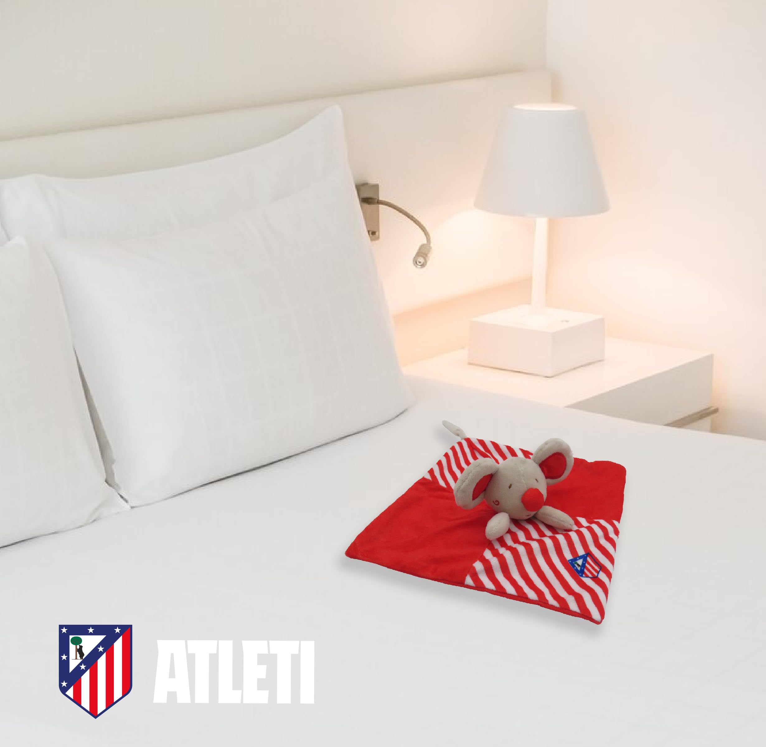 CYPBRANDS Atlético de Madrid- Doudou para bebés, Mantita de apego, Peluches bebé, Ratón, Wandi, Producto Oficial