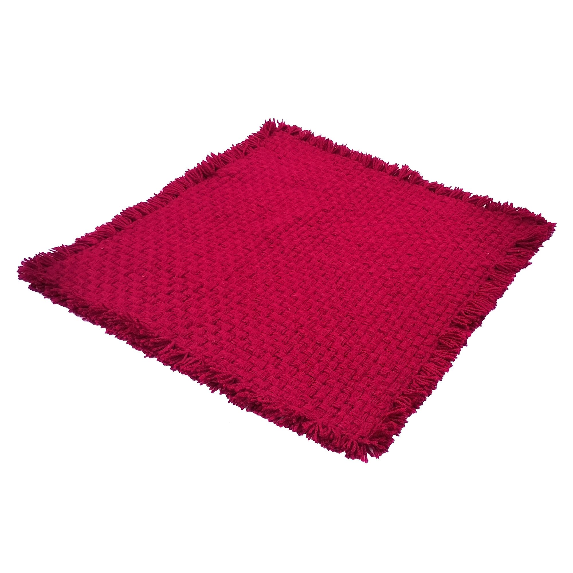 crm traders Woolen Puja Aasan Mat for Prayers - Handmade Decorative Pooja Mat 18 x 18 inch - (Maroon)-picture-22
