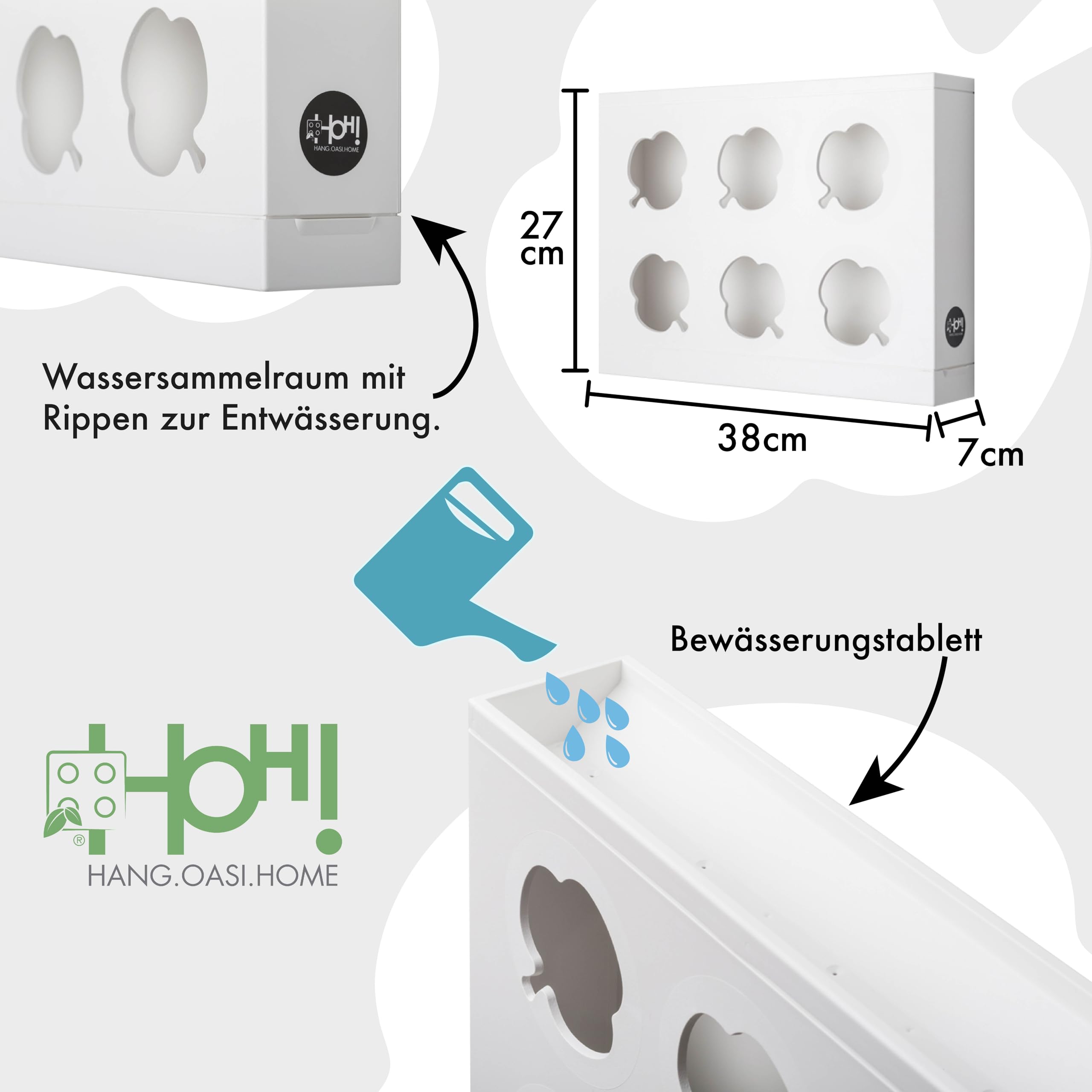 Ortisgreen HOH! DIY-Pflanzenbox aus ABS-Kunststoff für 6 Pflanzen in weiße, inklusive natürlichem Substrat (Sphagnum-Moos) und Anleitung.