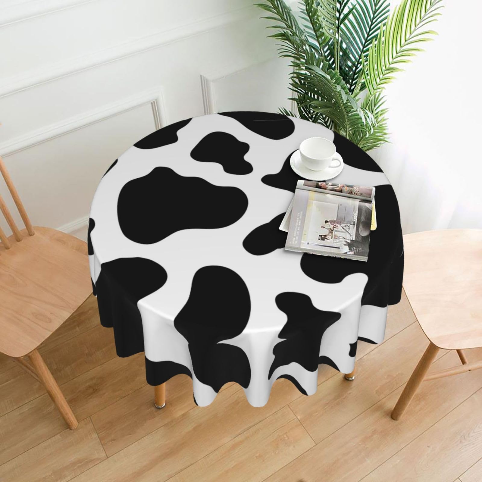 hhxvcv Cow Spot Round Tablecloth – Dining Table Cover