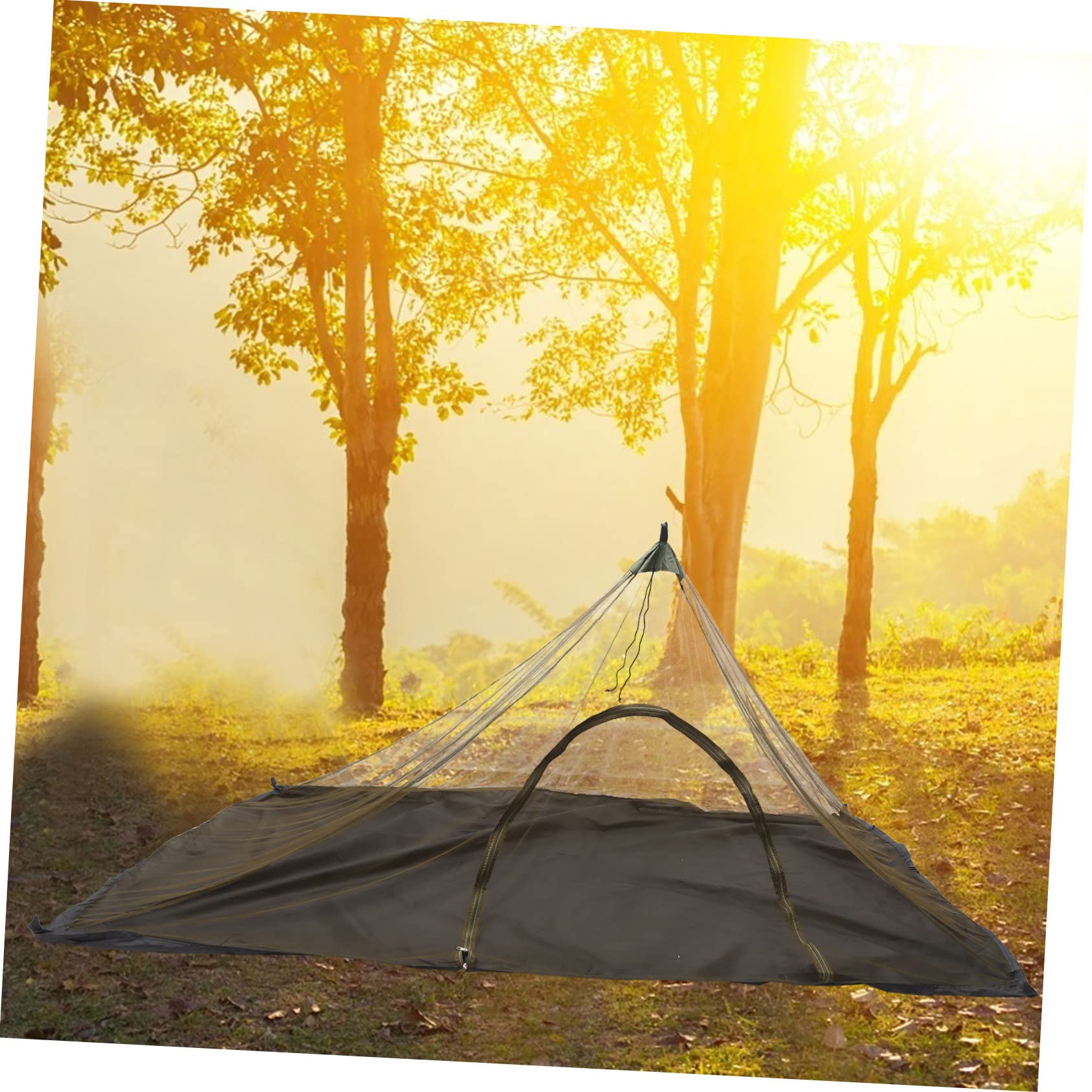 Mosquitera Camping Individual con Puerta de Cremallera Ligera y Portátil para Exterior con Piso y Clavijas de Sujeción para Acampada y Viaje