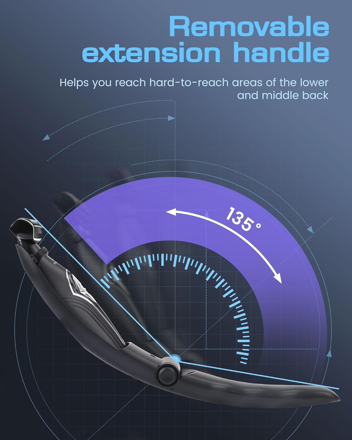 Mens Back Shaver with Long Handle, Multifunctional Self-Service Electric Back Hair Razor with Detachable Handle, Trimmer for Men with Back Attachment for Wet and Dry Use