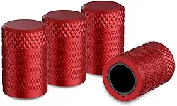 CKAuto tampas de haste de válvula de pneu, vermelho, 4 peças/pacote, conjunto de tampas de válvula de pneu de alumínio anodizado, resistente à corrosão, capas de haste universal para carros, caminhões, motocicletas, SUVs e bicicletas