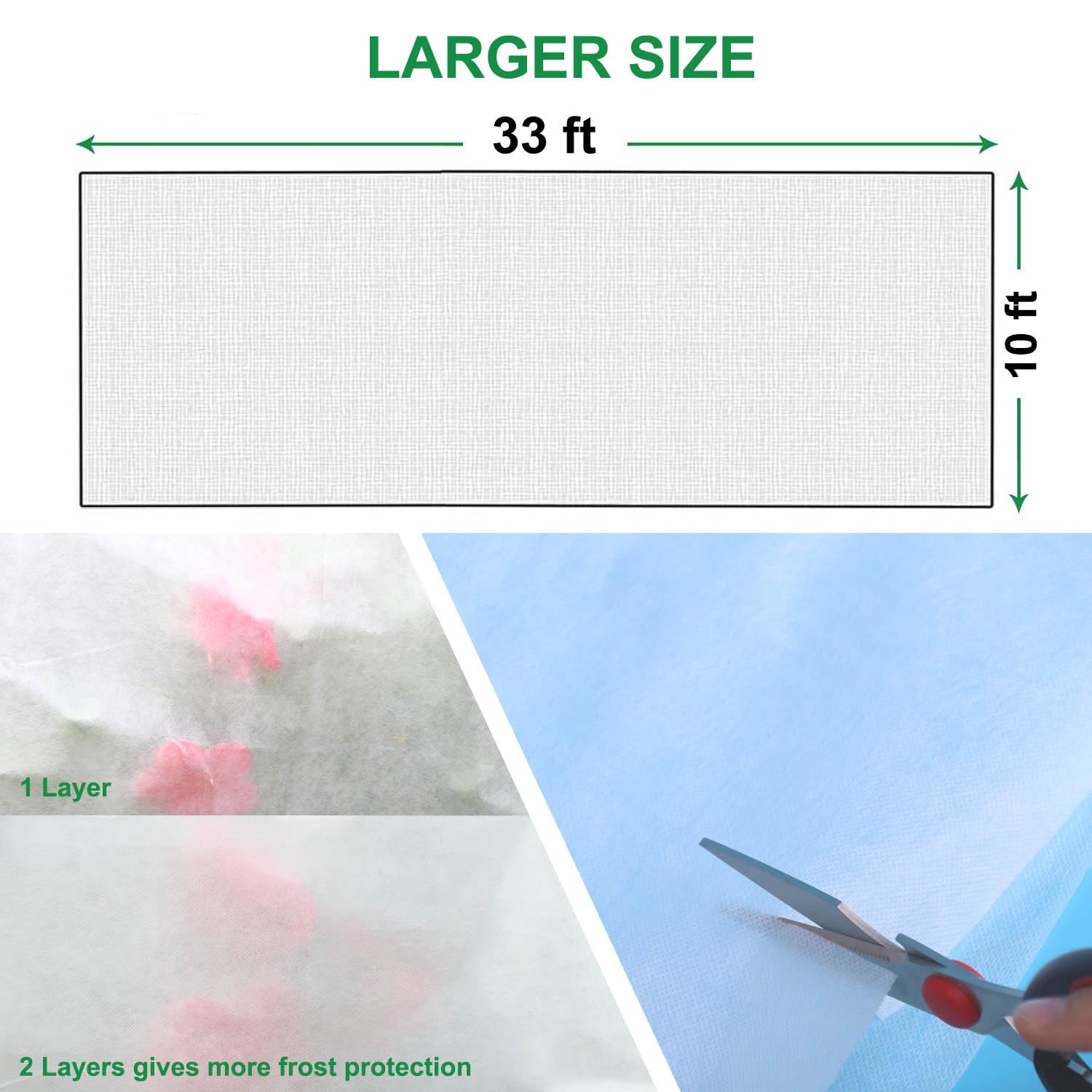 KLEWEE Cubiertas para plantas de protección contra la congelación de 10 x 33 pies, 29.8 g/yd², mantas más gruesas para plantas al aire libre, cubiertas de plantas para invierno, cubierta flotante para