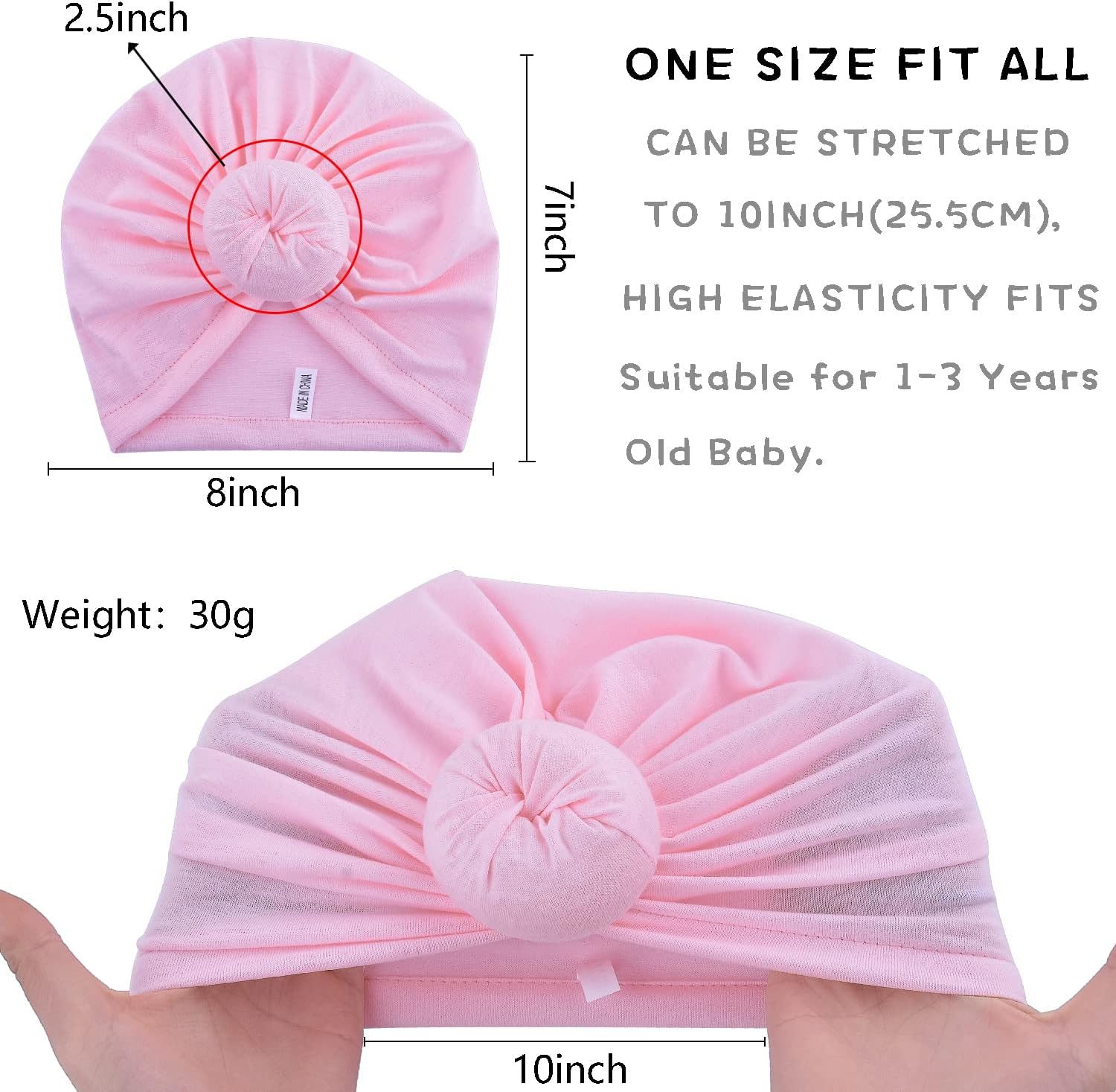 6 Pieces Baby Turban Hats Cotton Infant Knot Beanie Turbans for Newborn Girls Boys Soft Head Wrap Toddler Kids Cap - Image 3