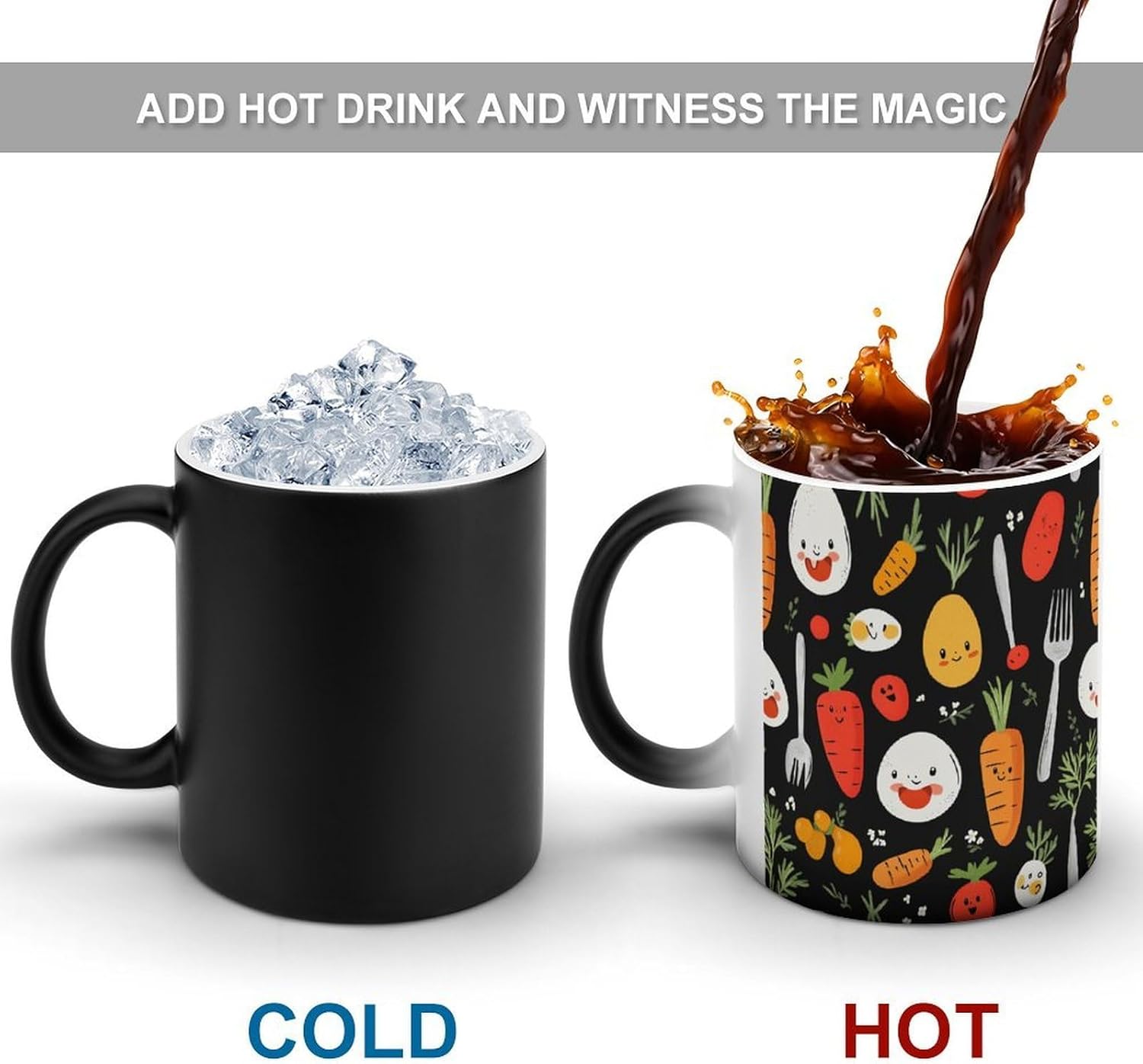 Eggs Carrot Cute Funny Color Changing Coffee Mug Ceramic Magic Cup Personalized Discoloration Tea Mugs