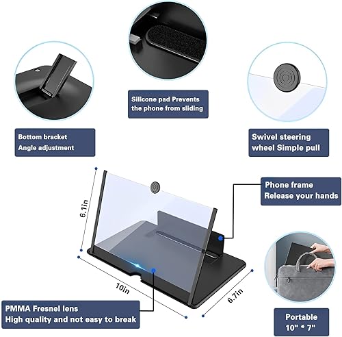Miniatura 6 de Lupa de pantalla de 12 pulgadas para teléfono inteligente 3D HD, lupa de pantalla de teléfono móvil, pantalla HD expandible, plegable, para ver