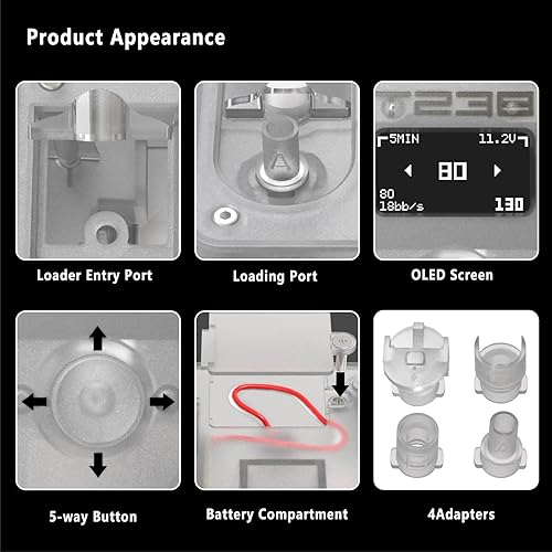 Miniatura 6 de Cargador eléctrico BB Speed Loader PRO Edition  Cargador automático de cargador inteligente Airsoft, 21 BBs de alta velocidad, pantalla OLED,