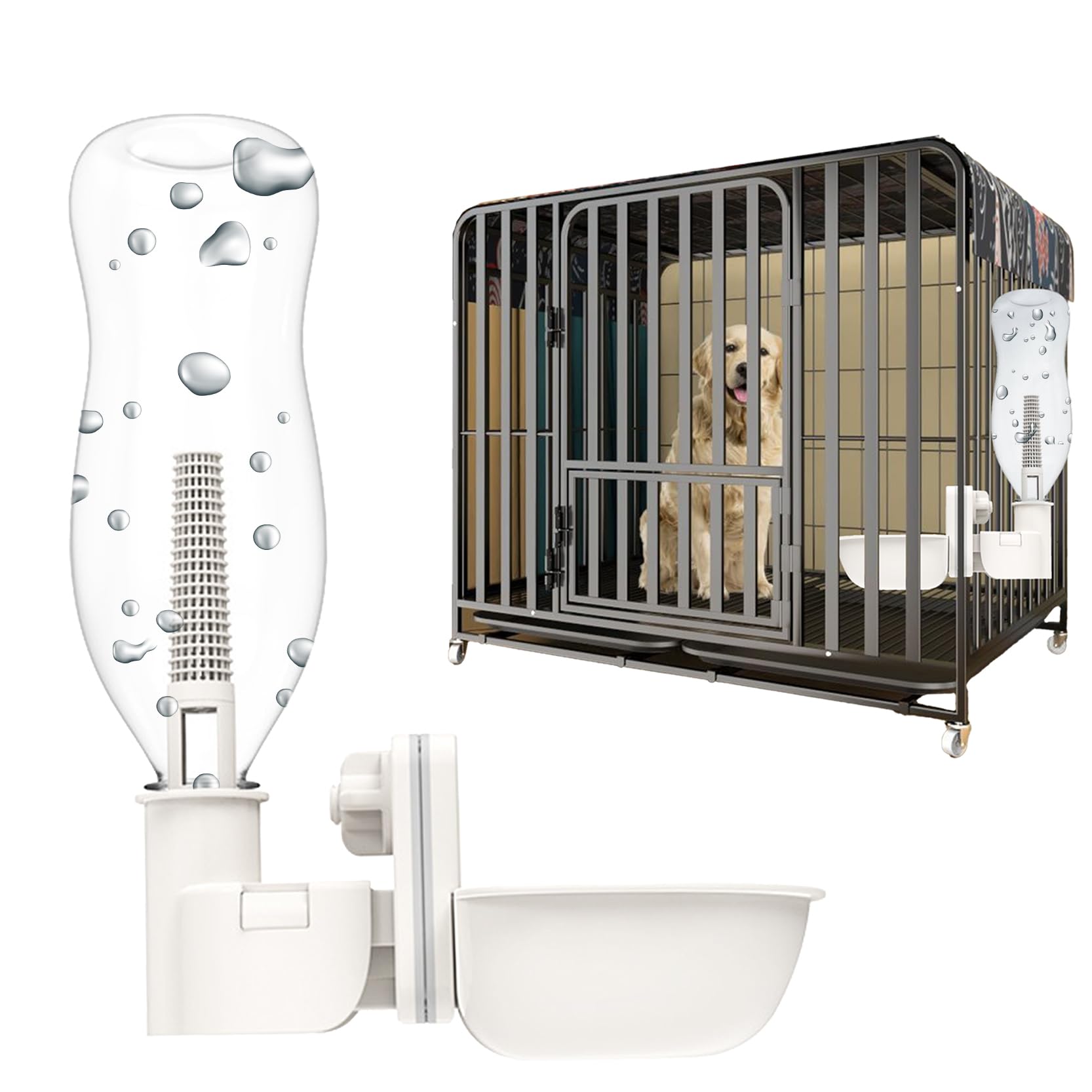 Bobknow 19 Oz Dog Water Fountain, Suspension Pet Water Fountain with Purification Filter, Automatic Dog Water Fountain for Large Dogs, Prevention Water Overflow Easy to Install & Maintain.