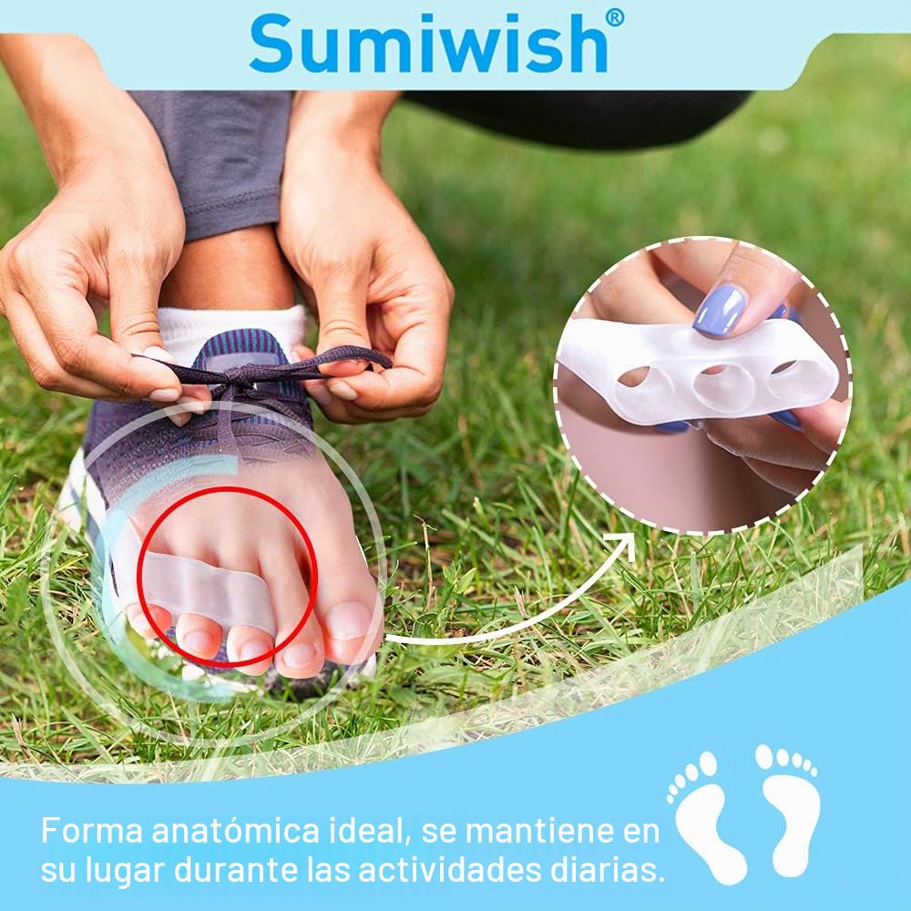 Sumiwish Los separadores de dedos de silicona de 10 piezas, los separadores de meñique y los protectores de dedos superpuestos alivian la presión y el dolor del dedo meñique