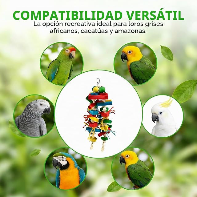 Foto 6 de 8 de Juguete Loro Colgante Madera Algodón para Loro Mediano Cacatúas Agapornis
