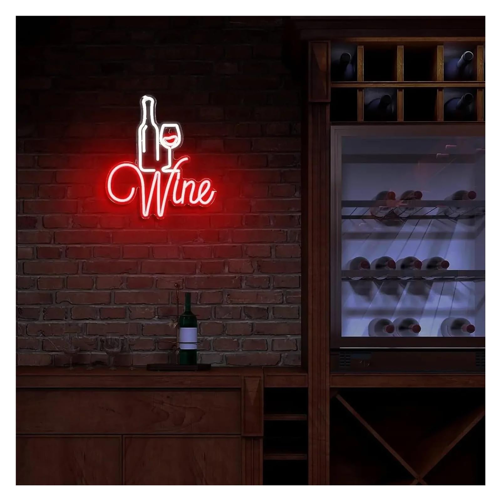 Cartelli al Neon Personalizzati Wine Insegna Al Neon Dimmerabile Luce Per Gli Amanti Del Vino Decorazione Per Feste Alimentata Tramite USB Per La Casa Bar Man Cave Decor 32.21cm×36cm