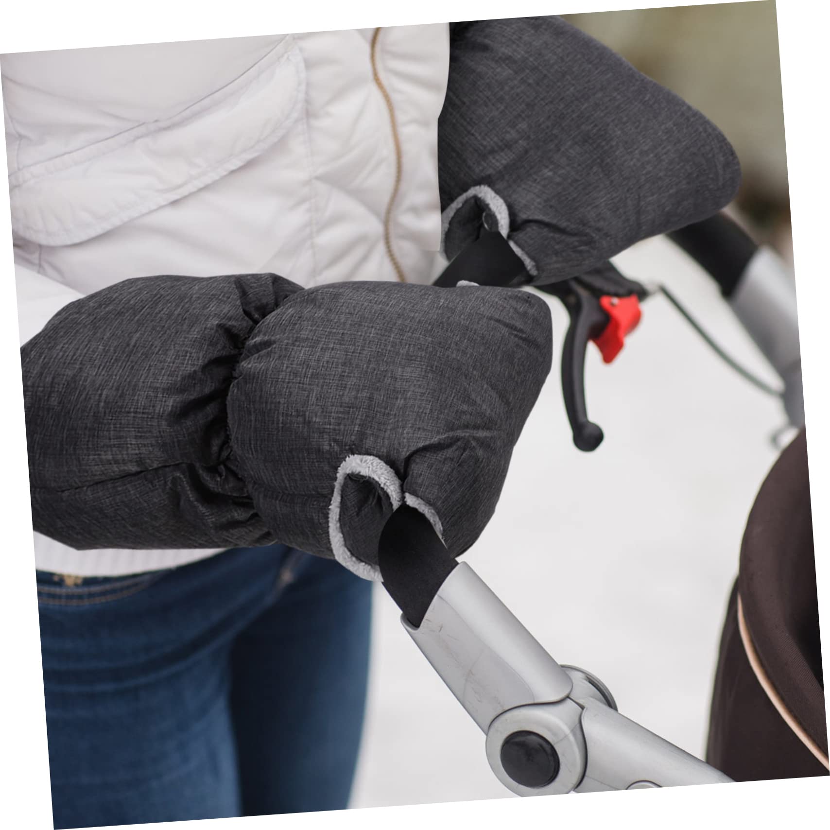 ifundom 1 Pair Baby Stroller Gloves Pram Hand Mittens Warm Fleece Mittens Snap Button Universal Stroller Accessory Winter Warmth