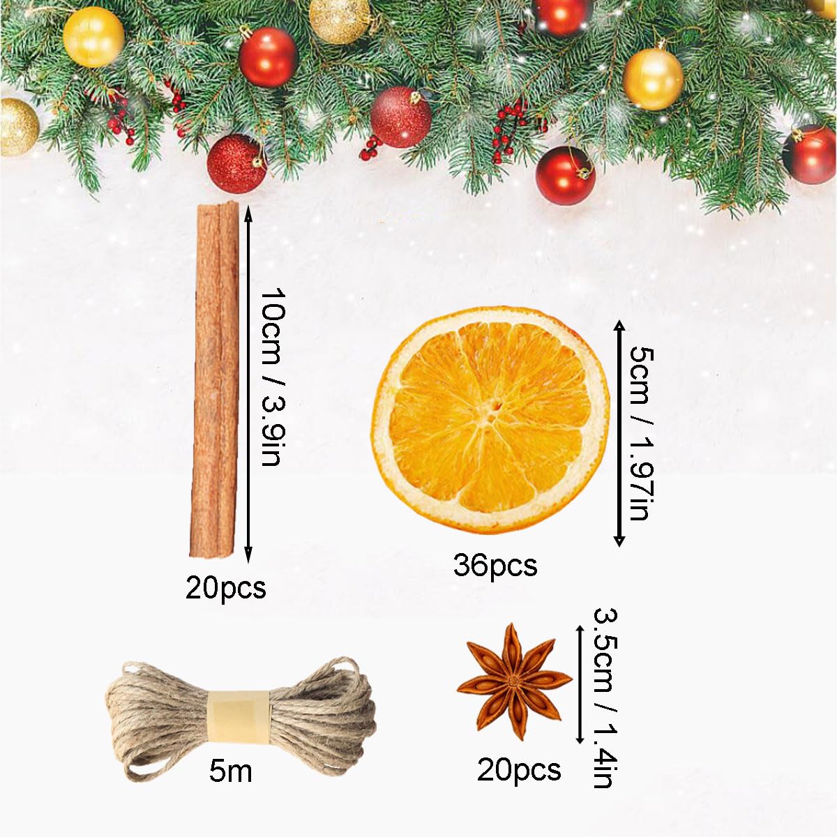 56 Coronas De Navidad, Accesorios Para Corona De Adviento, Rodajas De Naranja Secas, Rodajas De Manzana, Palitos De Canela, Anís Estrellado, Pentagrama, Piñas, Musgo Para Corona De Adviento, Juego De