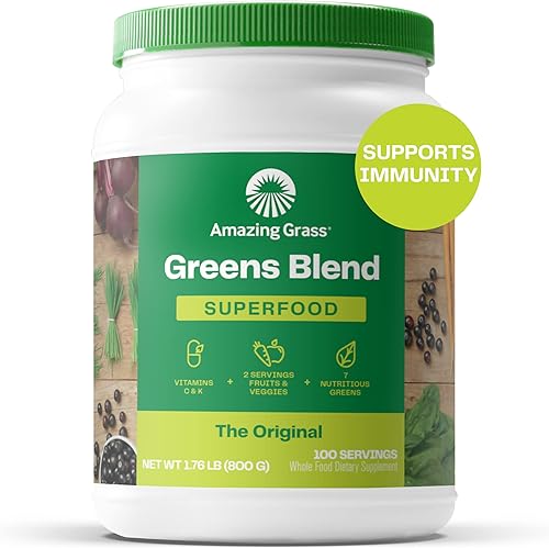 Miniatura 2 de Amazing Grass Greens Blend Superfood: Mezcla de batidos en polvo Super Greens con espirulina orgánica y polvo de remolacha de combustible natural
