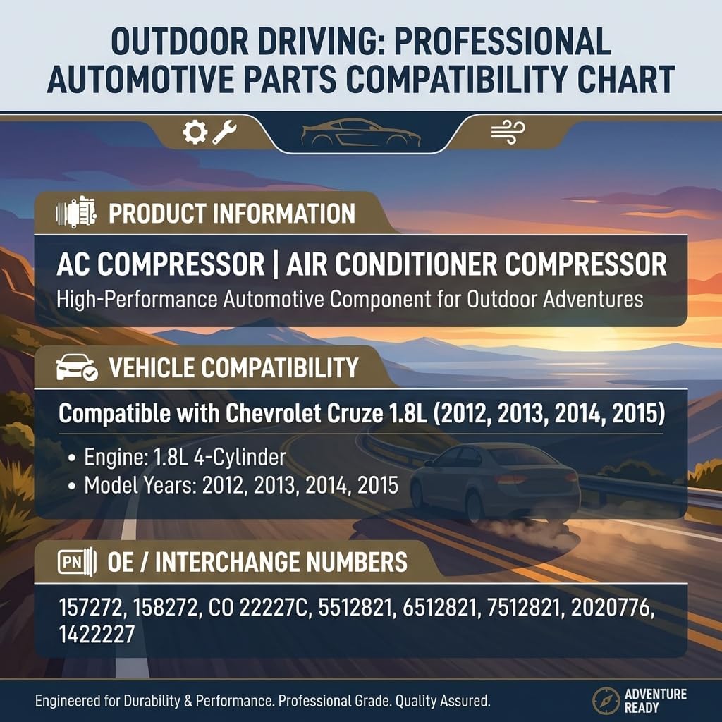 CO 22227C Air Conditioner AC Compressor w/Clutch Fit for Chevrolet Cruze 2012-2015 1.8L ONLY, Replaces 158272 157272 1422227