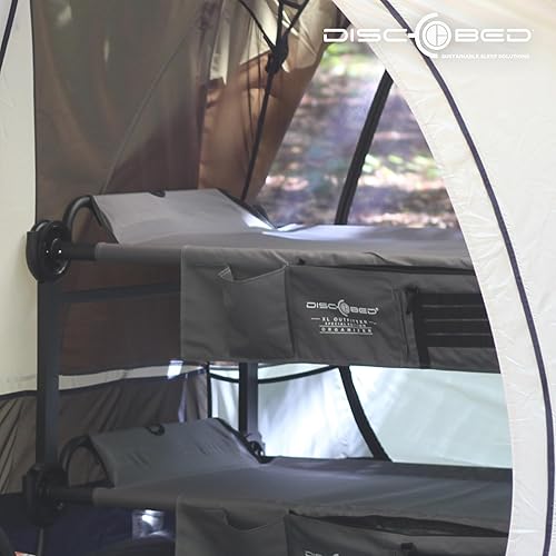 Miniatura 8 de Disc-O-Bed Large Outfitter - Cama plegable portátil de 79 x 28 pulgadas doble litera para campamento edición especial con organizadores laterales