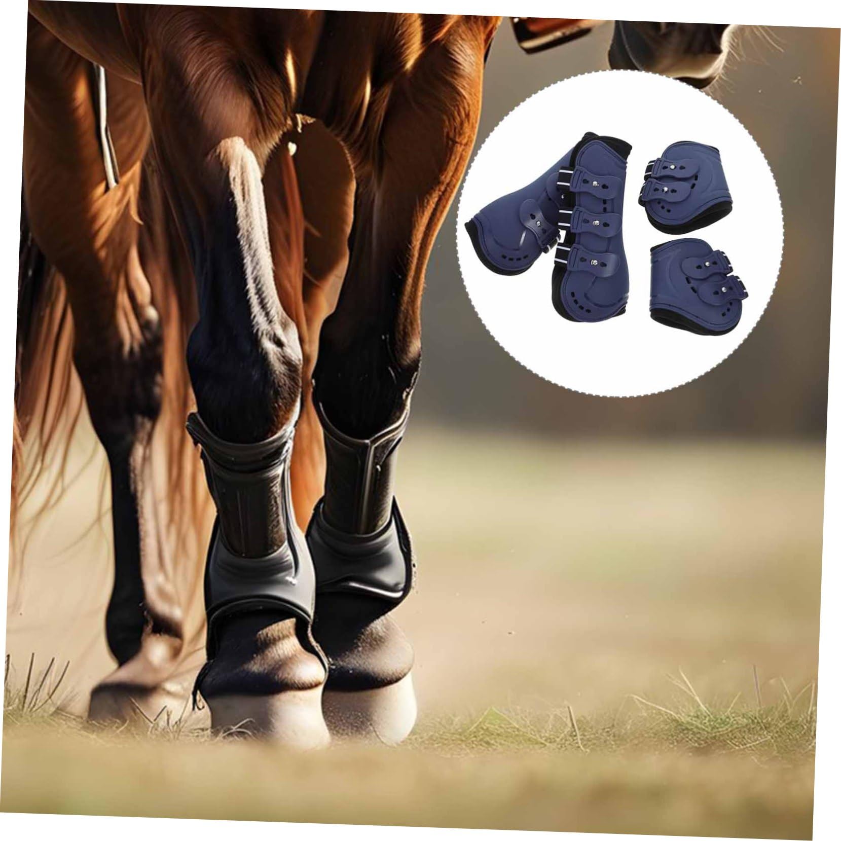 Mikikit 4piezas Botas para Patas De Caballo Polainas para Caballos Parte Delantera Botas De Protección para Patas Deportivas para y Equitación Mediano Color Azul