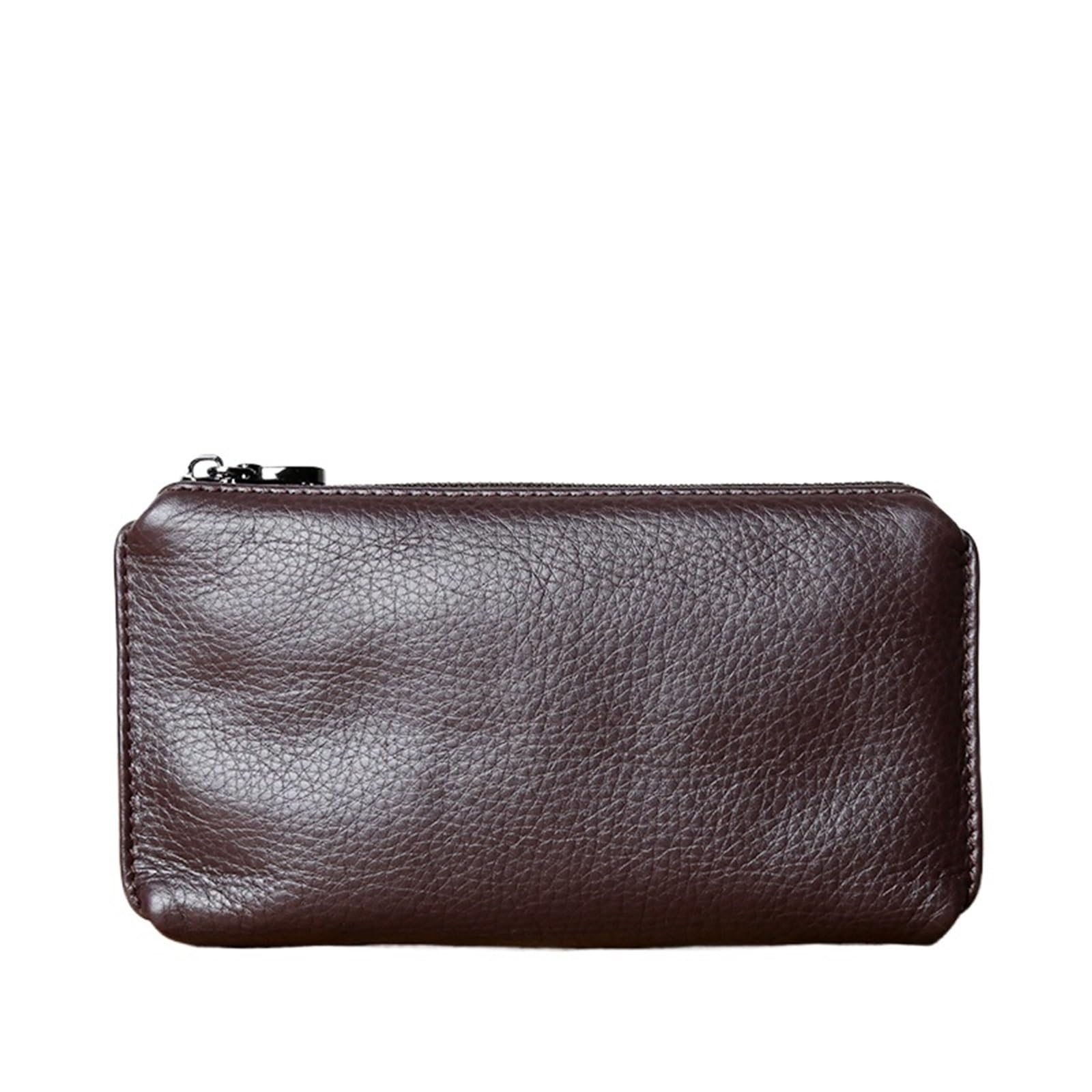 Portamonete Uomo for il tempo libero in pelle con borsa lunga, morbida, cerniera a mano, strato porta soldi, for carte di credito in vacchetta, for cellulare(Brown(trumpet))