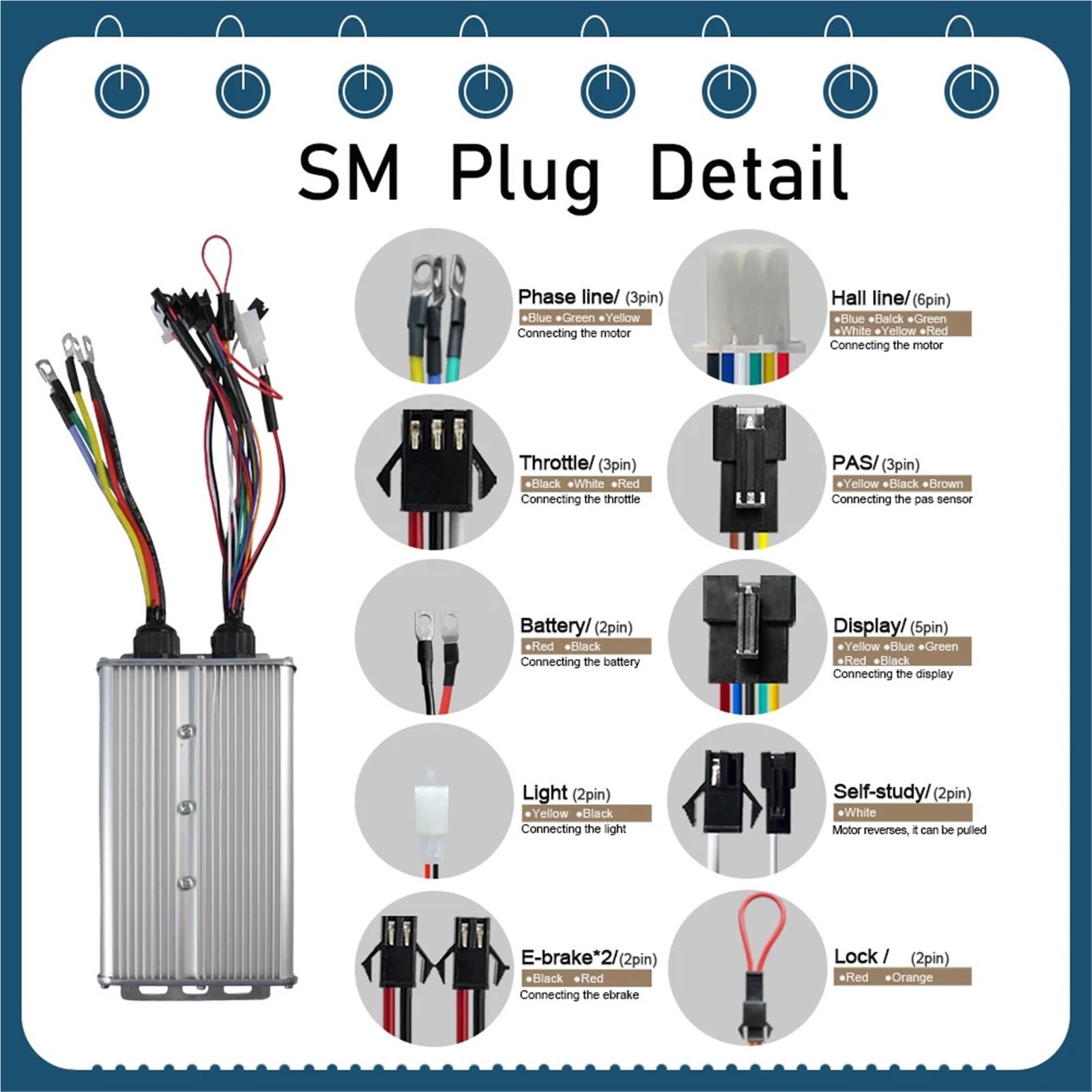 Sterownik bezszczotkowy 48V-72V 1000W-3000W 60A do silnika, e-bike, roweru, trójkołowca, motocykla, 18 MOSFET z wyświetlaczem (60A)