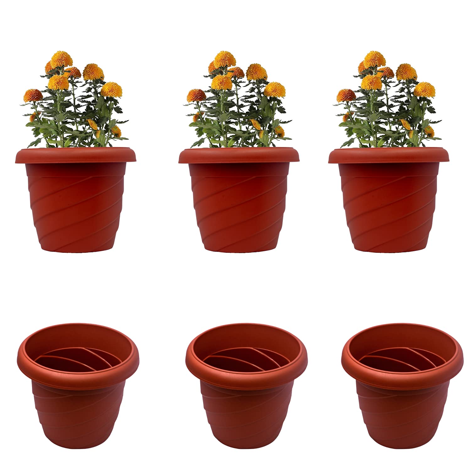 Buy GEMPLAST Terracotta Plastic Pots for Plants, 12 Inch Flower Pots