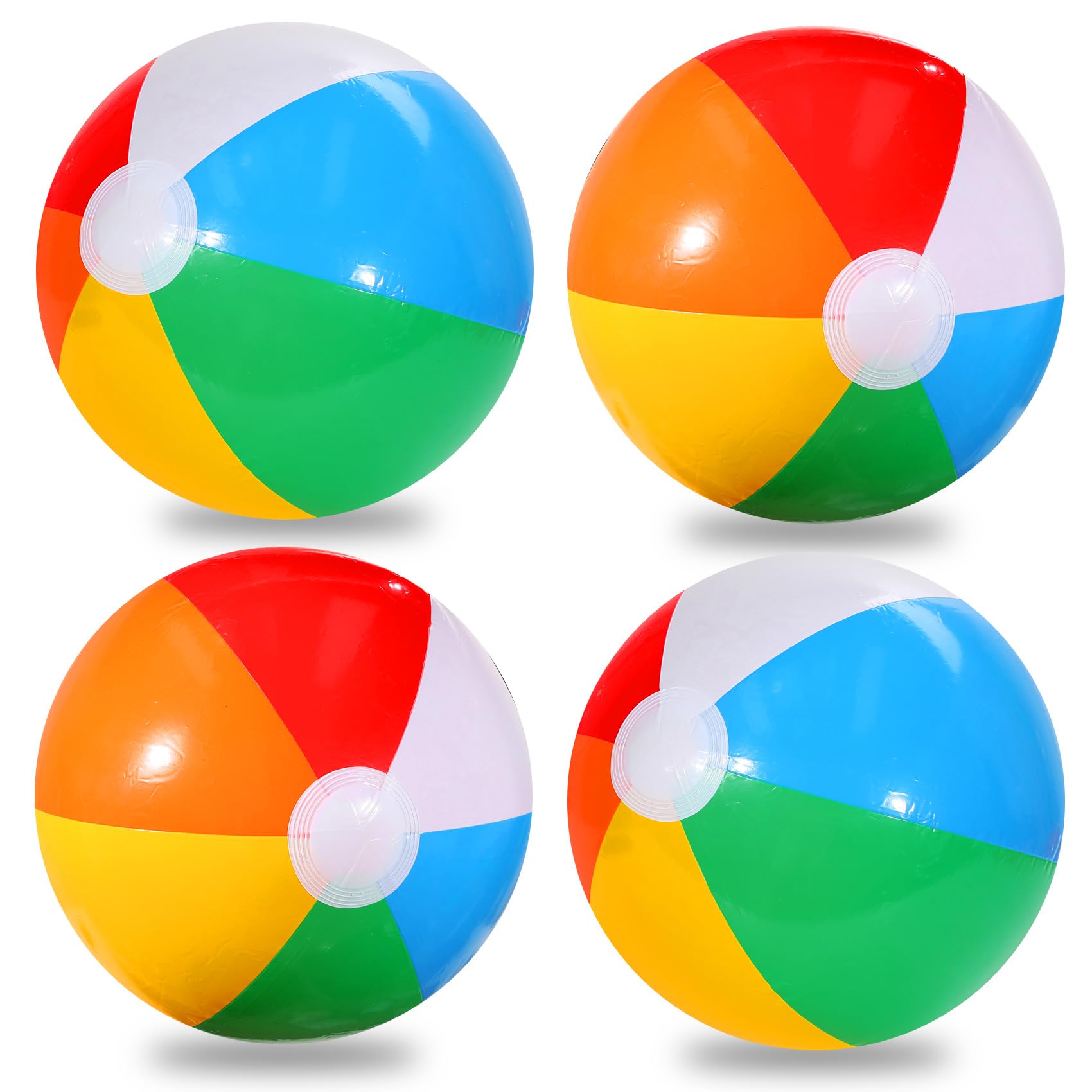 Paquete de 4 pelotas de playa, pelotas de playa inflables de 16 pulgadas, bolas de piscina de color arcoíris para natación, flotadores de piscina, pelotas de playa para fiestas de verano, juegos