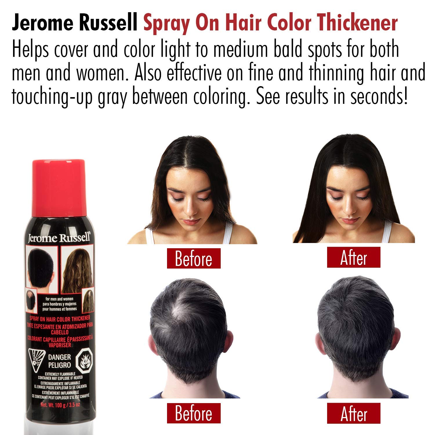 Buy Jerome Russell Sprayon Color Black Hair Thickener, for Fine and