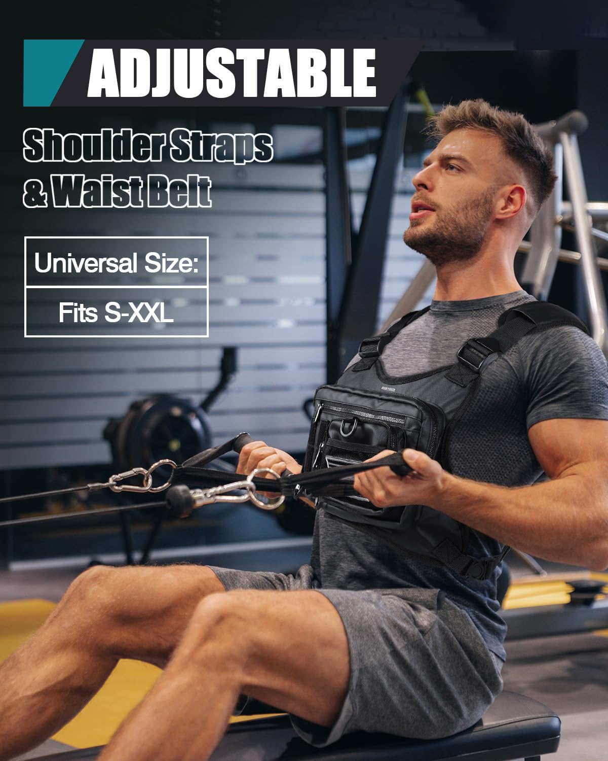 Outdoor Chest Bag for Men, Adjustable Tactical Chest Pack with Gear Holder,Lightweight Anti-theft EDC Rig for Hiking,Running,Motorcycling,Workouts - Image 4