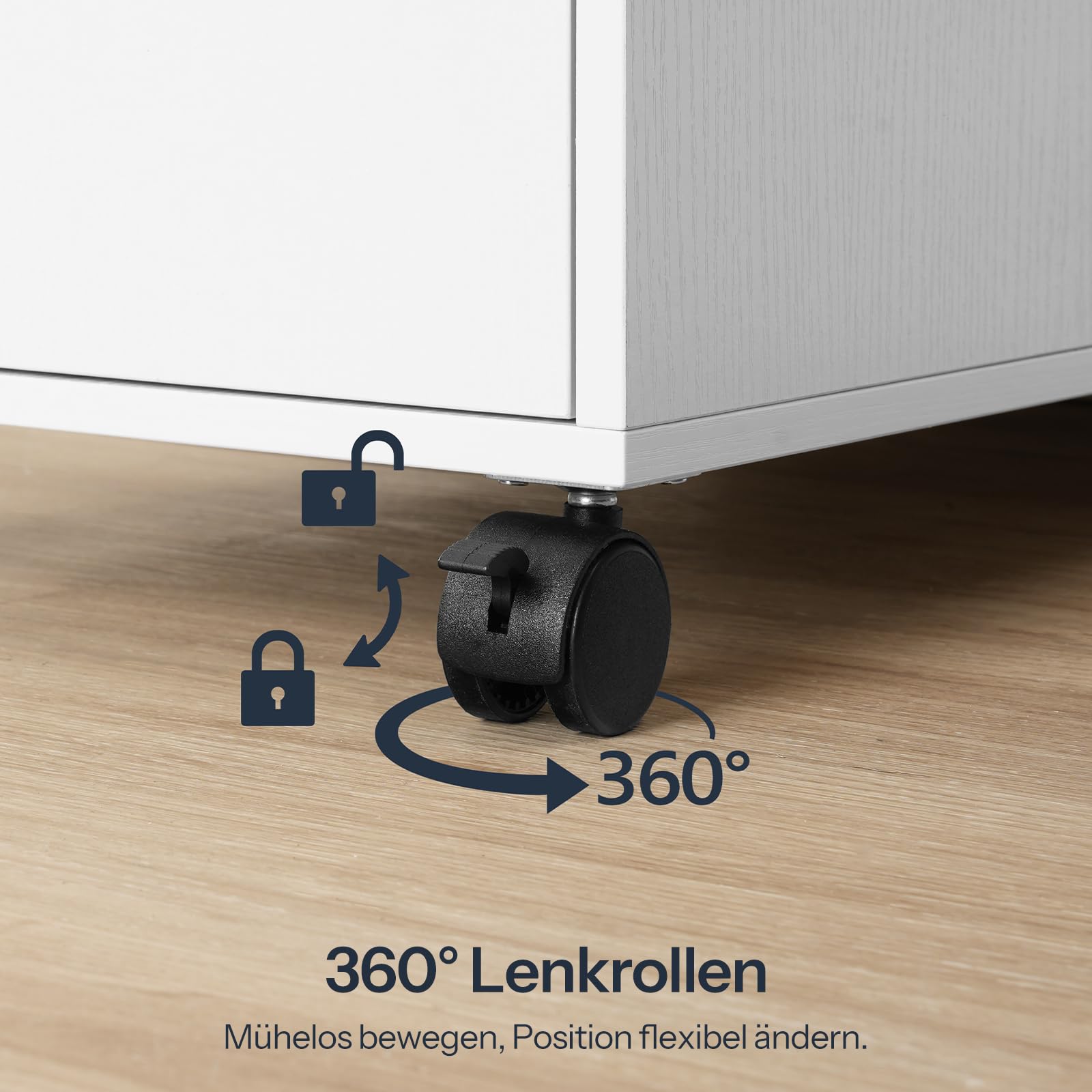 HOOBRO Rollcontainer mit Schublade, mobiler Aktenschrank mit Schloss, Schreibtisch Unterschrank, Büroschrank mit offenen Regalen, Bürocontainer, für Wohnzimmer, Schlafzimmer, Arbeitszimmer EWB28WJ01