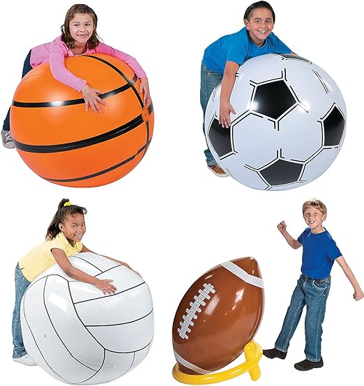 Amazon.com: Fun Express Inflatable Jumbo Sports Ball Assortment Kit - 4 ...