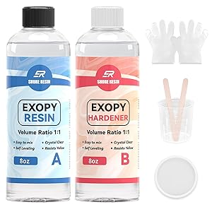 Epoxy Resin 16 oz Crystal Clear 4X Resistant to Yellowing, Food Safe Craft, 1:1 Mix Resin Epoxy for DIY Art, Jewelry, Casting, Electronics, Wood, Boat Repair, Beginners Starter kit (8oz+8oz)