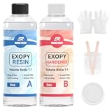 Epoxy Resin 16 oz – Crystal Clear 4X Resistant to Yellowing&comma; Food Safe Craft&comma; 1&colon;1 Mix Resin Epoxy for DIY Art&comma; Jewelry&comma; Casting&comma; Electronics&comma; Wood&comma; Boat Repair&comma; Beginners Starter kit &lpar;8oz&plus;8oz&rpar;