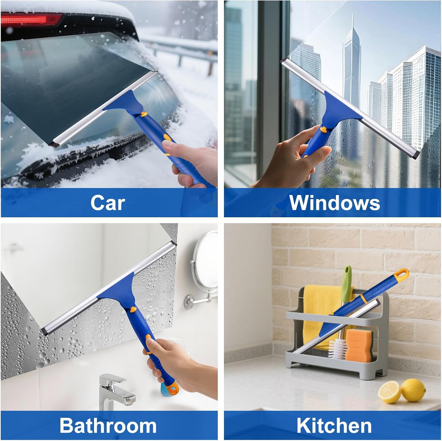 Swivel Window Cleaning Squeee, All-pose Anti-Slip Window