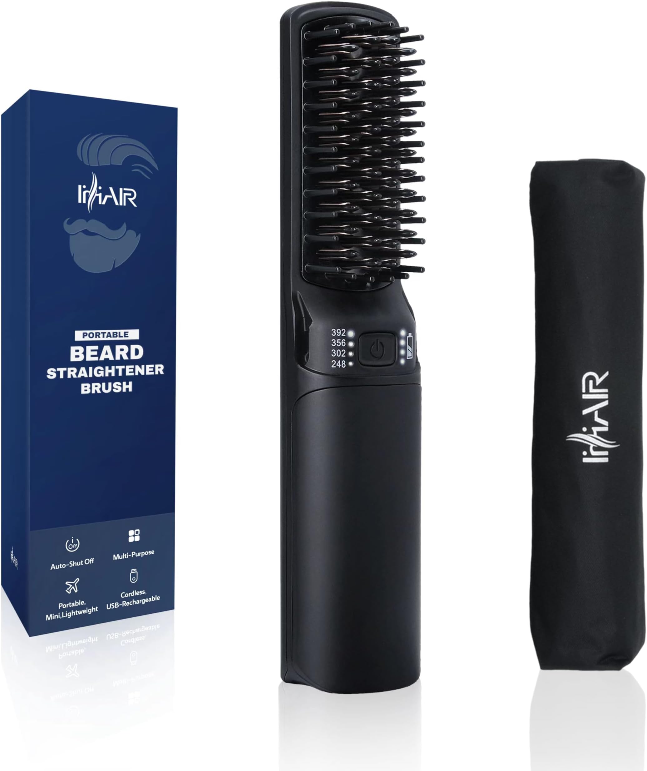 Premium Beard Mini Straightener Brush(Black)