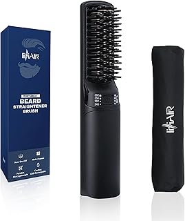 Premium Beard Mini Straightener Brush,Professional Straightener Brush For Men,Rechargeable 5200 Mah Straightening Tool Heated Comb,For Short&Long Beards For Home And Travel,Black, 20 Watt