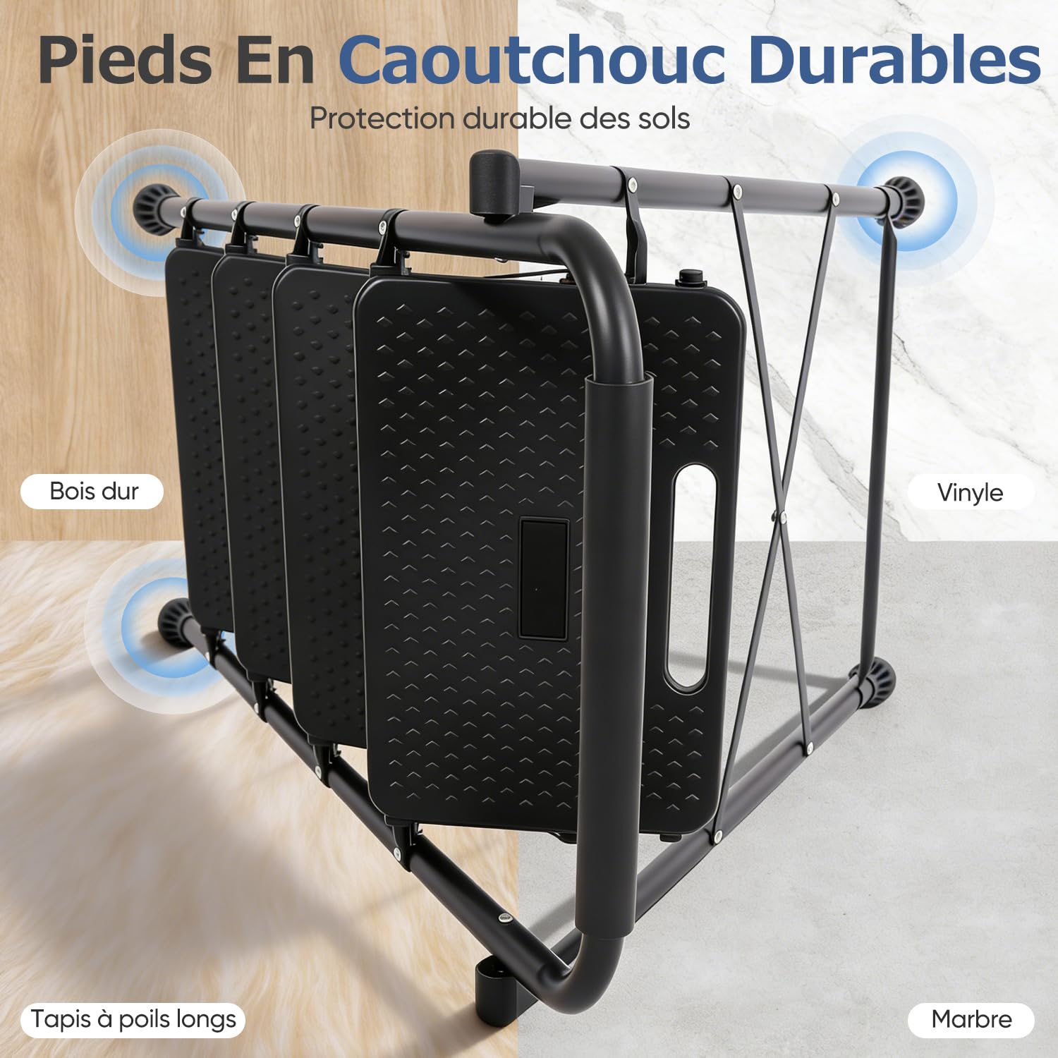 Sekey Marchepied 4 Marches Pliable, Escabeau Escamotable Cadre Acier, Haute Sécurité, Marches Antidérapantes Élargies, Verrou Stabilité, Certifié TÜV SGS en 131-2 14183, 150 kg, Familial, Noir