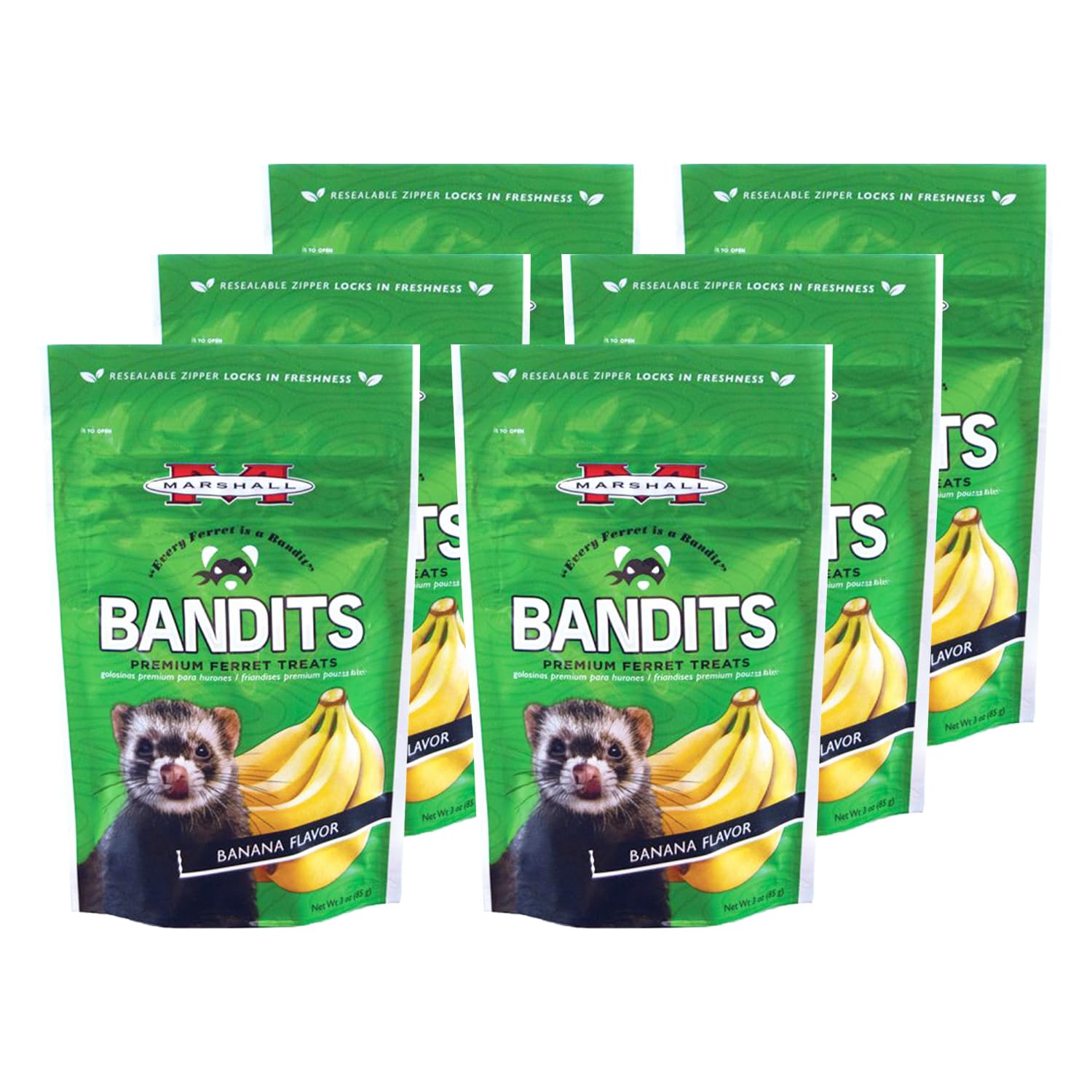 Marshall Bandits Premium Ferret Treats – Banana Flavor – 3 oz – Soft, Chewy Snacks for Training, Bonding & Daily Treating (Pack of 6)