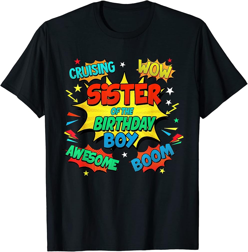 Aunt of The Birthday Boy Shirt Mother Superhero Comic Party T-Shirt