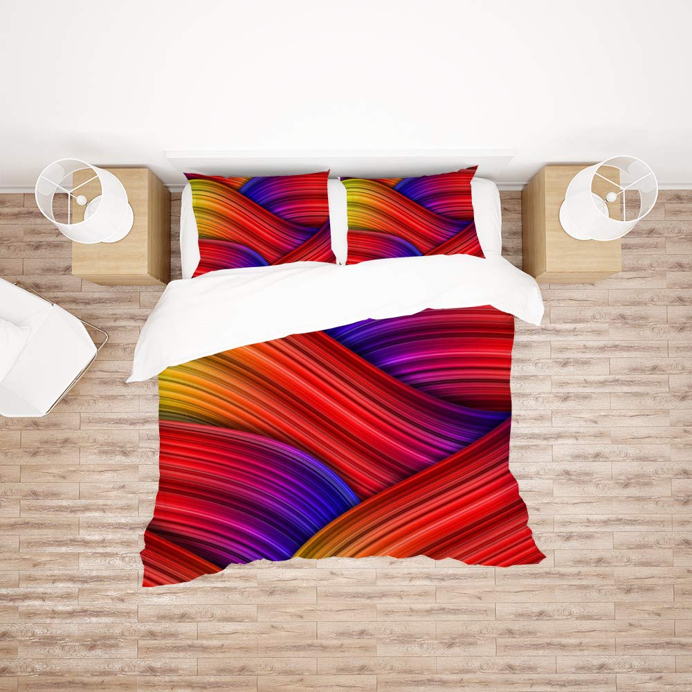 Juego de funda nórdica King de poliéster estampado abstracto colorido de 3 piezas
