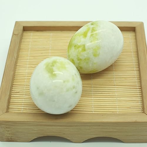 Miniatura 5 de BRABUD Bolas de estrés de mármol ovalado Baoding chino para ejercicio de salud en piedra natural, colección BS174 (verde claro)