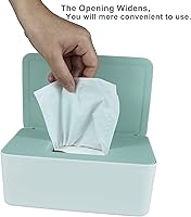 Vista 4 de Dispensador de toallitas para pañales, caja de almacenamiento de pañuelos, soporte dispensador de toallitas húmedas con tapa para el hogar, oficina