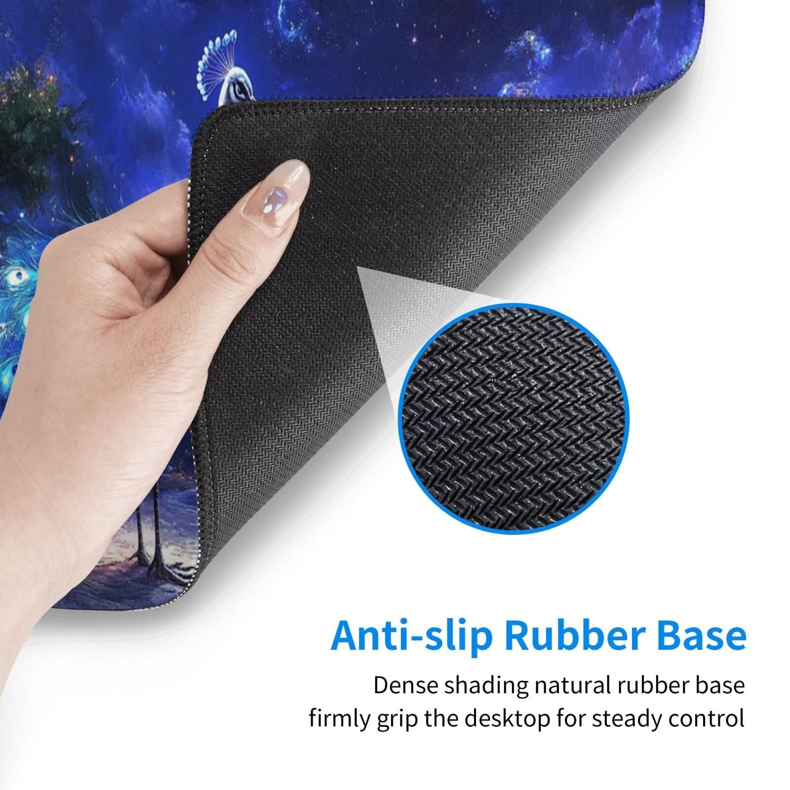 Biała podkładka pod mysz XXL paw mata na biurko 1600 x 800 x 3 mm zmywalna podkładka do gier na laptopa, z antypoślizgową gumową podkładką dla graczy, PC, pracowników biurowych Y517
