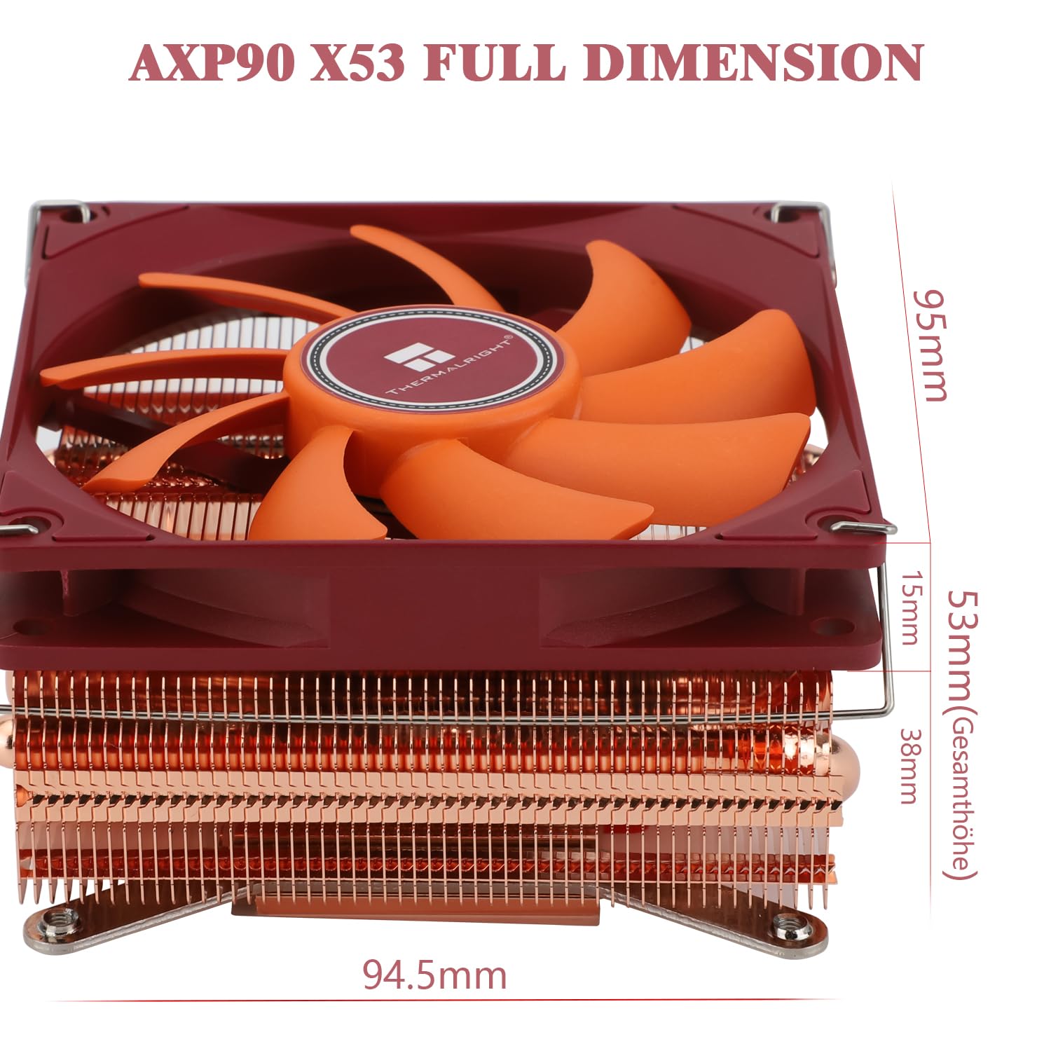 Ventilador de CPU de perfil bajo completo Thermalright AXP90-X53 ITX, 53 mm de altura, ventilador TL-9015R Slim PWM, tecnología AGHP, para AMD AM4 AM5 / Intel 1700/1150 / 1151/1155 / 1156/1200
