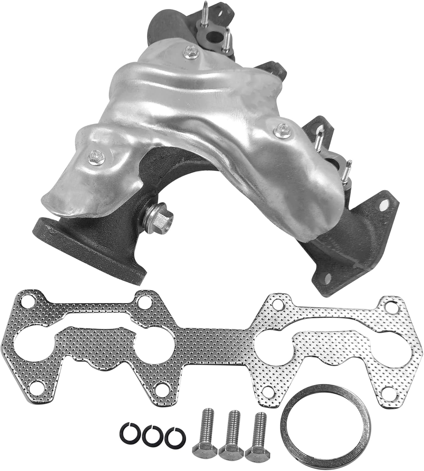 PartsFlow Exhaust Manifold 674-675 Right Side for 2000-2003 Chevy S10 GMC Sonoma 2.2L L4 OHV w/ Gasket Hardware