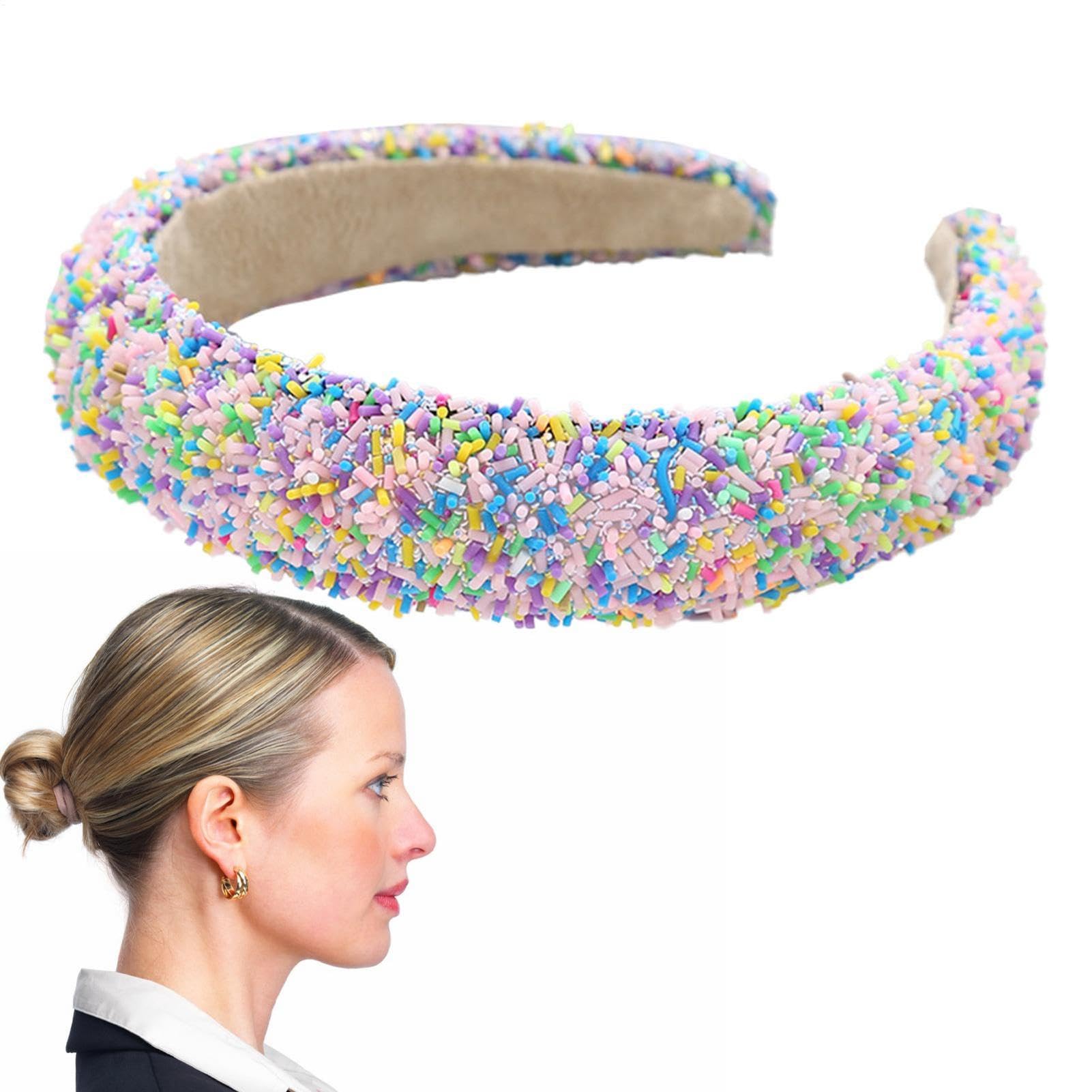 Diadema acolchada, diadema acolchada para mujeres | Diadema de lentejuelas acolchadas anchas,Elegante techo de joyas elegante sin deslizamiento sin deslizamiento para mujeres mujeres