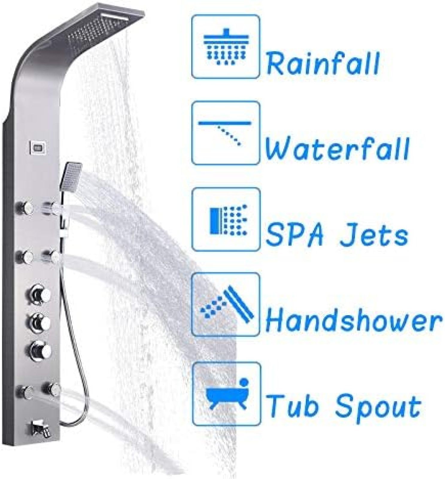 - Panel Termostático Para Ducha De Baño, Columna De Ducha Con Pantalla Digital